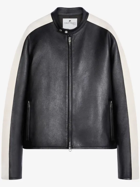 Courrèges Contrast stripe-detail leather jacket