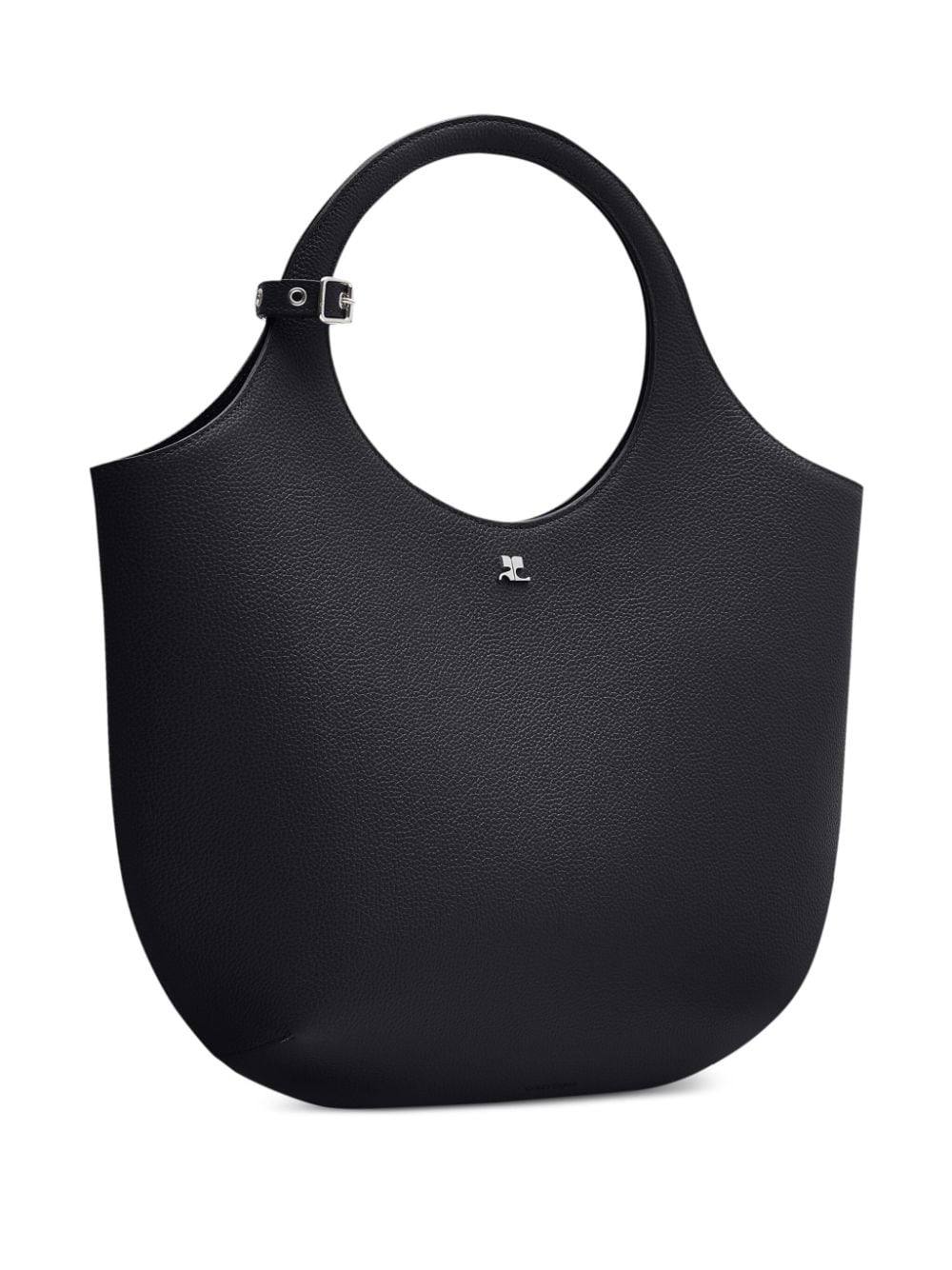 Shop Courrèges Medium Holy Leather Tote Bag In Black