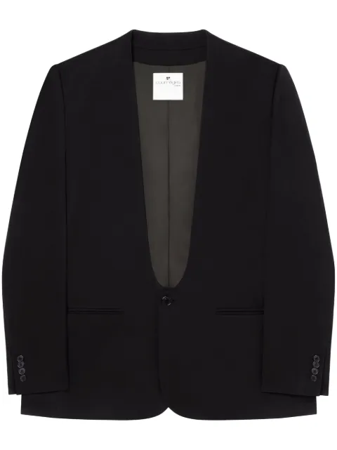 Courrèges logo-patch wool blazer