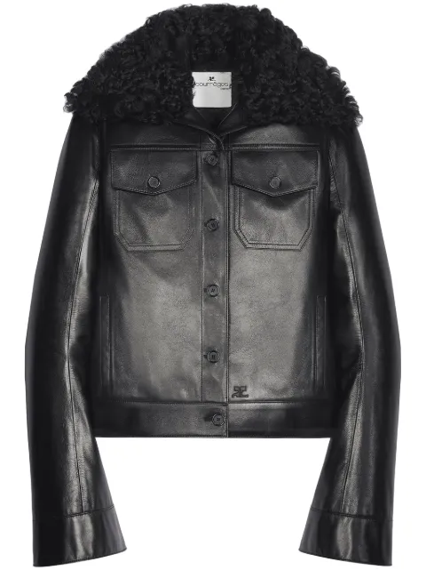 Courrèges shearling-collar leather jacket 