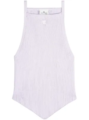 Courrges Pointy rib-knit Tank Top | Purple | FARFETCH