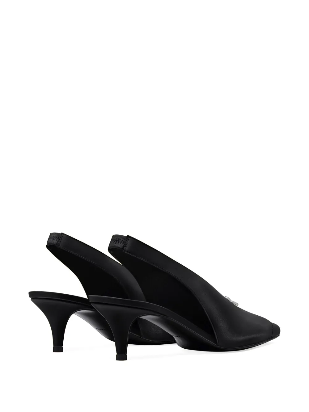 Courrèges Leather Slingbacks With Logo Plaque In 黑色