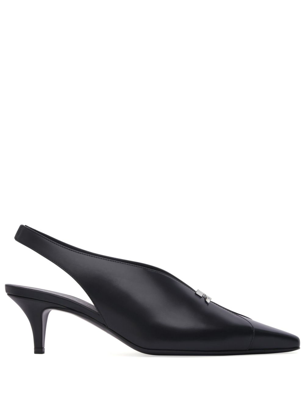 Courrèges leather slingbacks with logo plaque Black