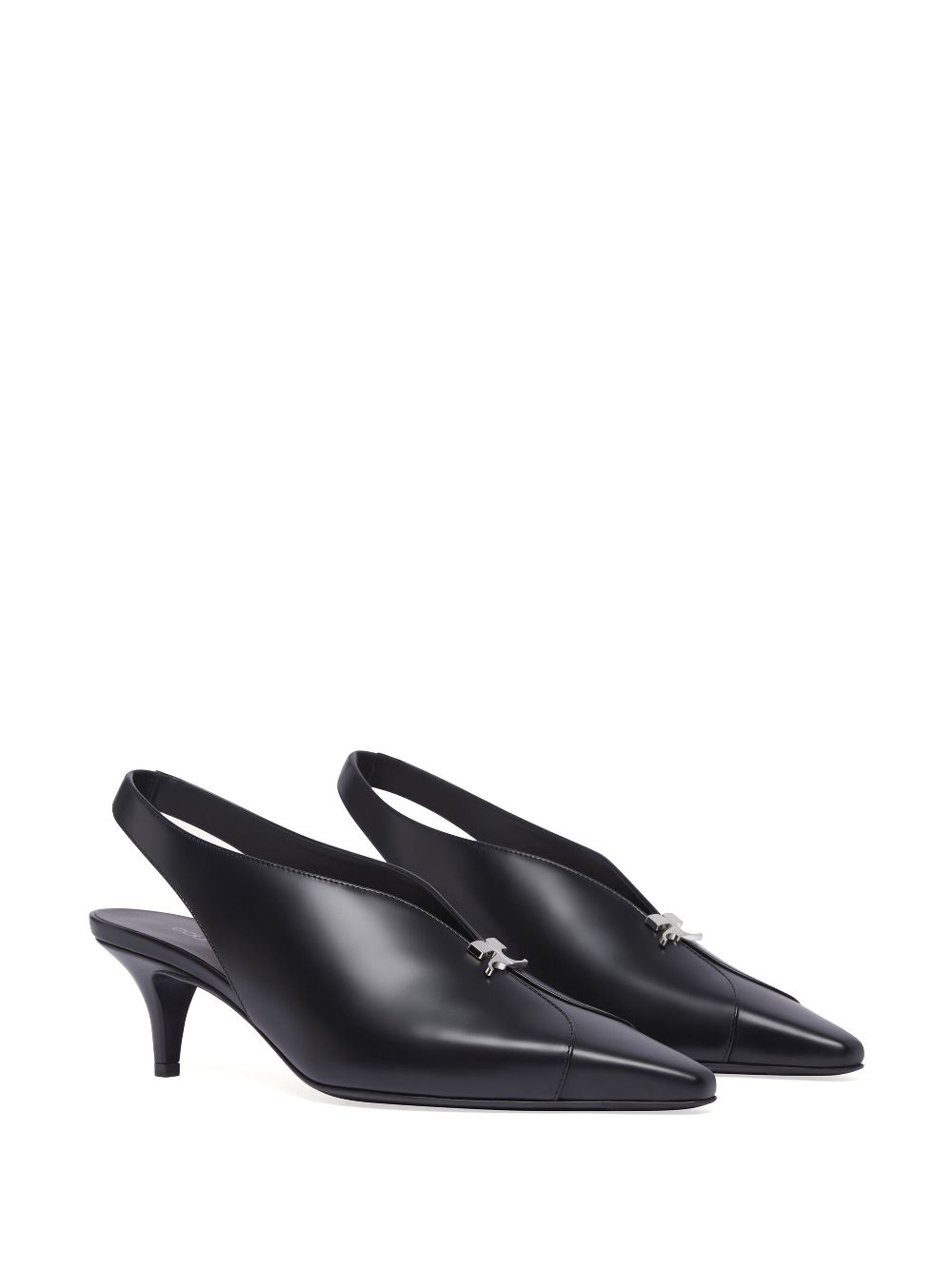 Courrèges leather slingbacks with logo plaque - Black