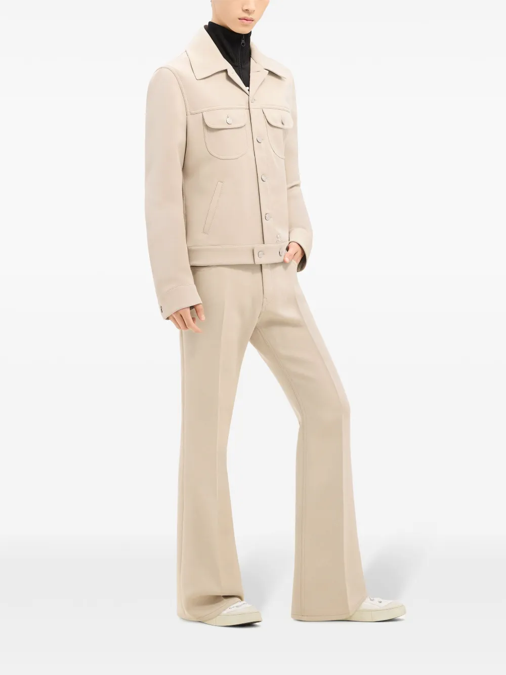  Courrèges Twill-weave Bootcut Trousers - Neutrals 