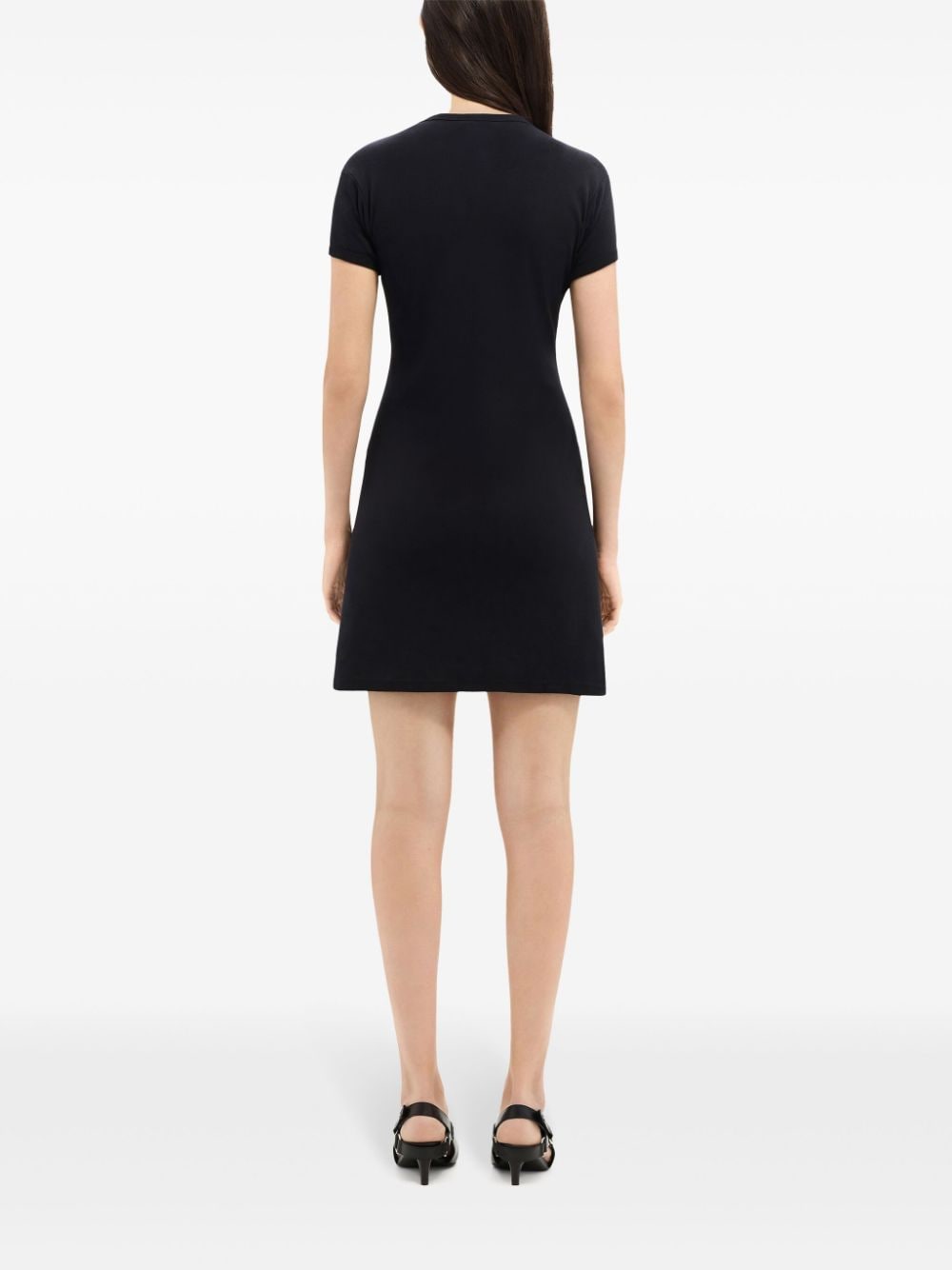 Shop Courrèges Contrast-frame Cotton Mini Dress In Black