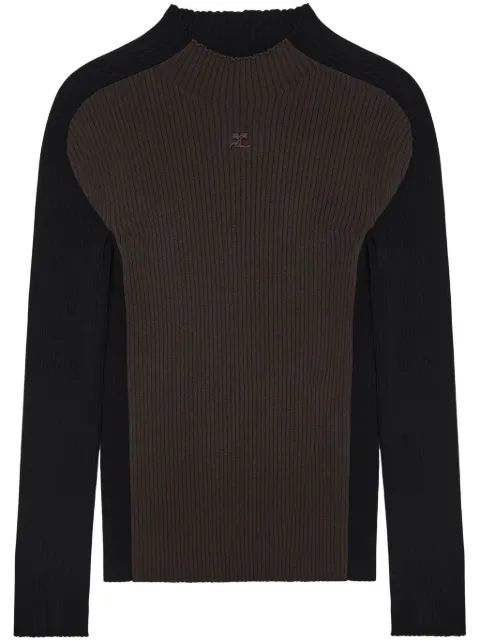 Courrèges logo-embroidered ribbed-knit jumper