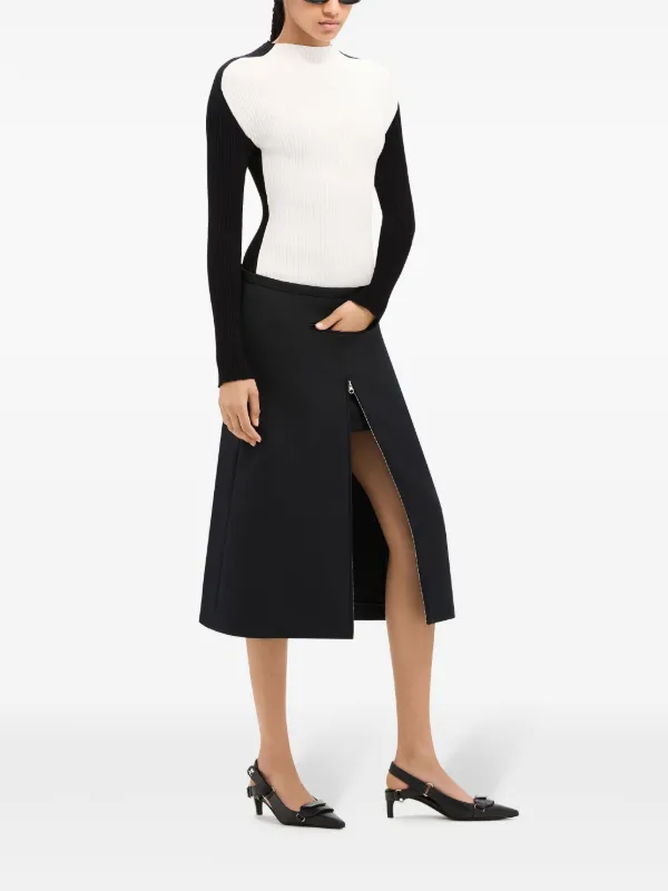 Courrèges zip-detail Twill Midi Skirt | Black | FARFETCH PT