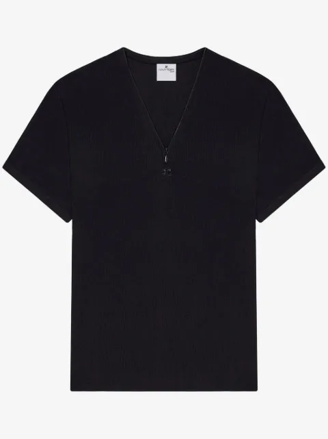 Courrèges 90's V-neck ribbed T-shirt 