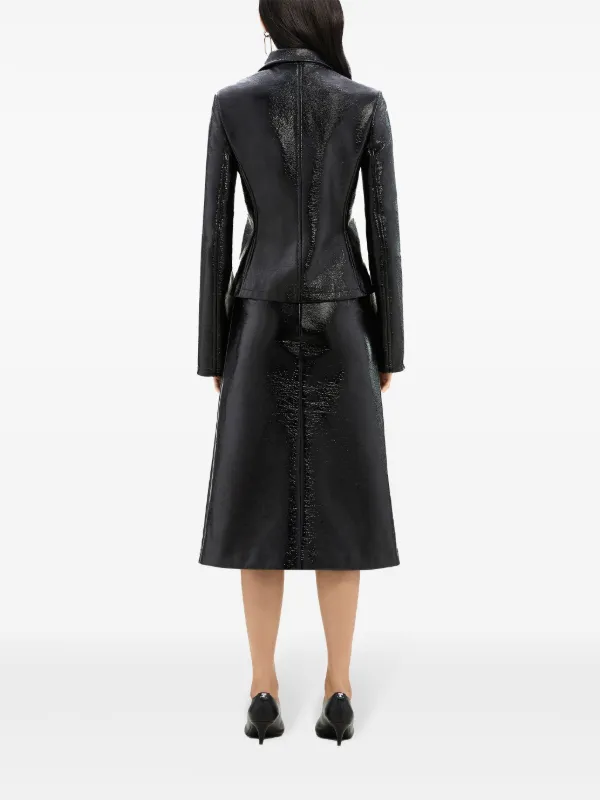 Courrèges zip-detail Coated Midi Skirt | Black | FARFETCH AZ