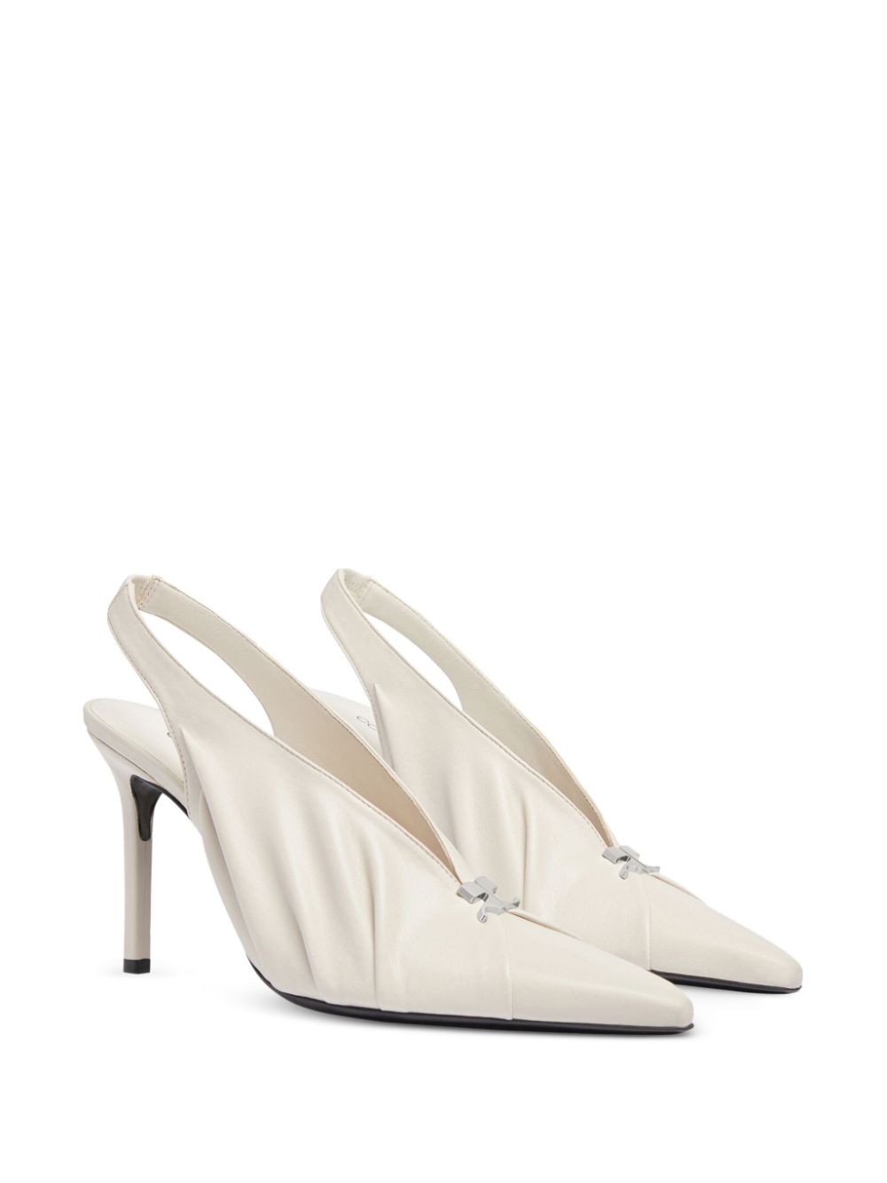 Courrèges draped faux leather slingbacks - White