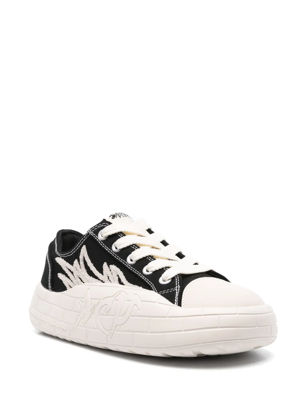 ACUPUNCTURE 1993 contrast-stitching twill sneakers - Zwart