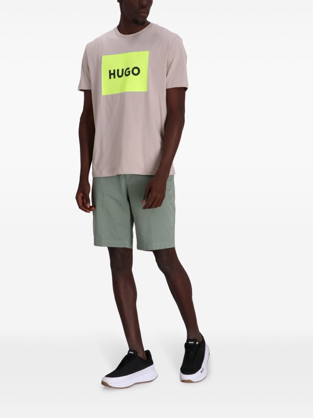 HUGO logo-print cotton T-shirt - Beige