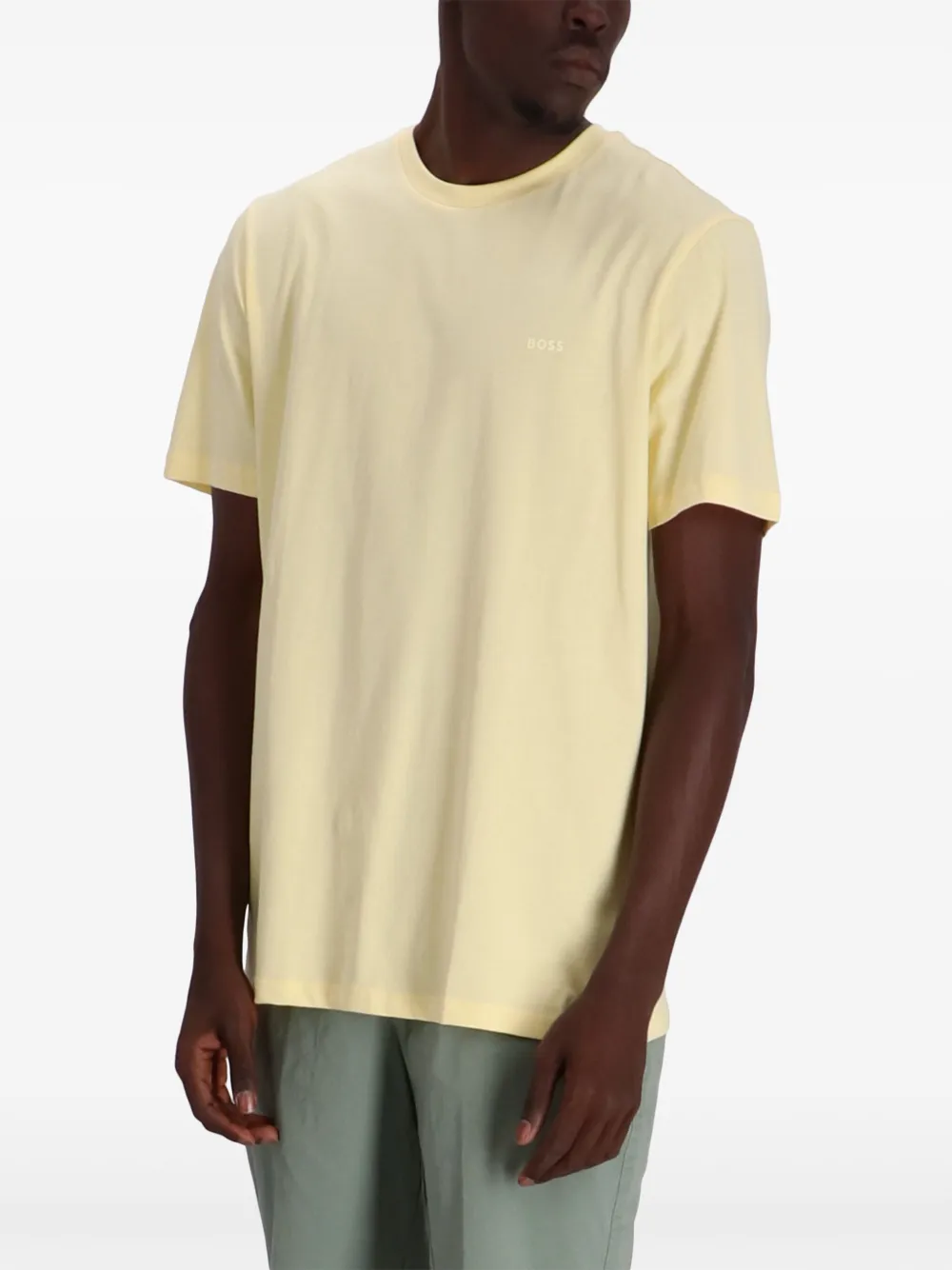 BOSS Katoenen-jersey T-shirt met logo-detail Geel