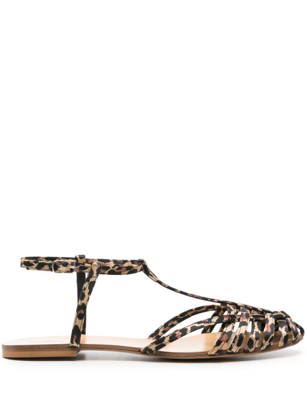 leopard-print satin sandals