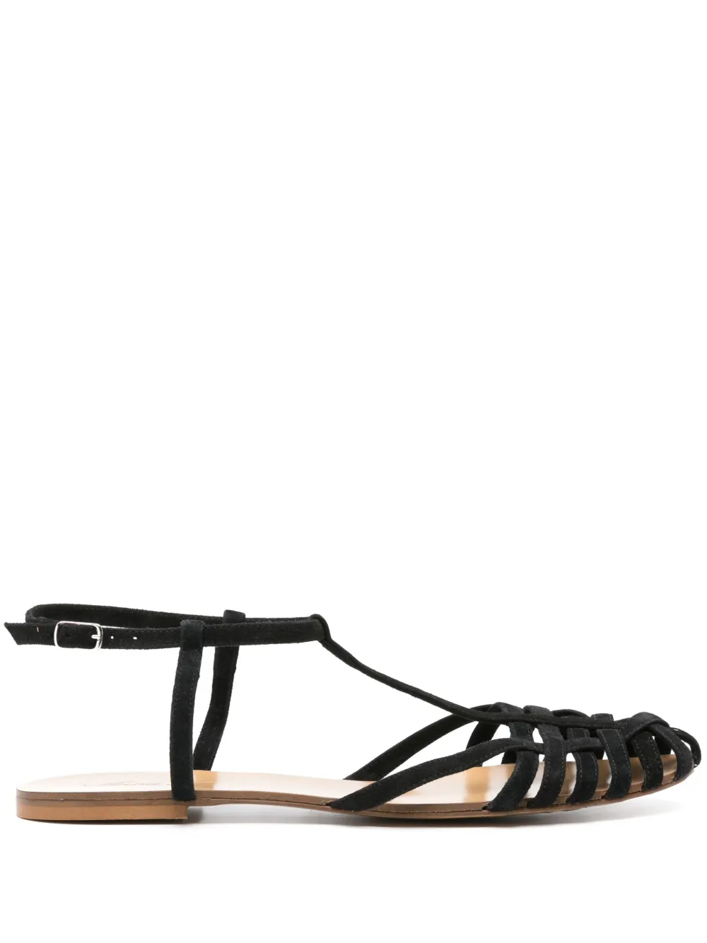 Anna F. caged suede sandals – Black