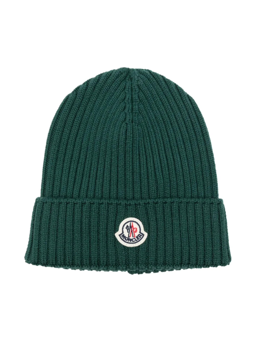 Moncler Enfant Geribbelde muts met logopatch Groen