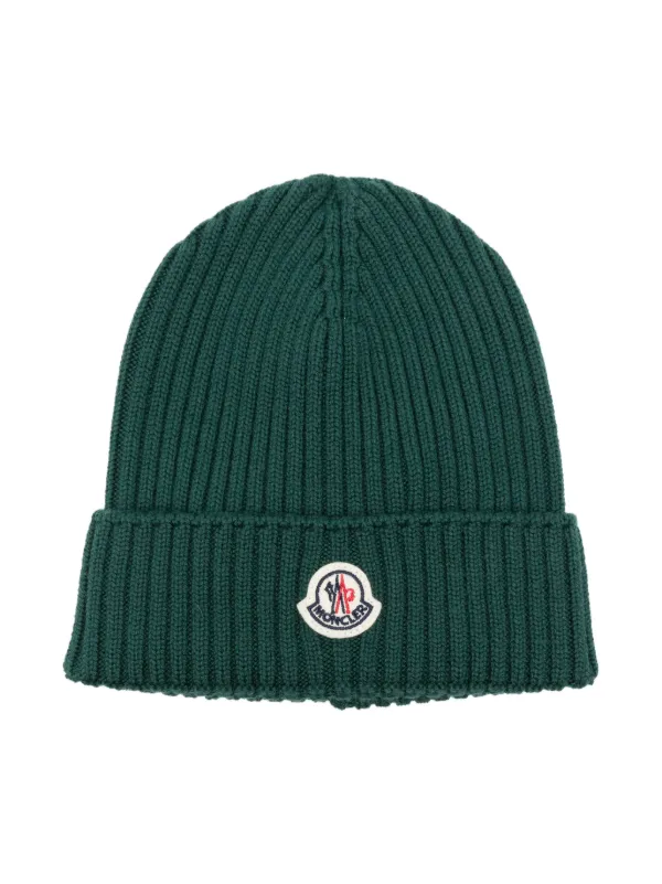 Moncler Enfant Bonnet Nervure a Patch Logo Farfetch