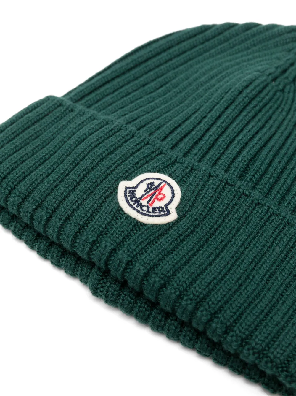 monclerenfant Moncler Enfant Geribbelde muts met logopatch - Groen