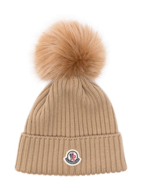 Moncler Enfant bonnet nervuré à pompon