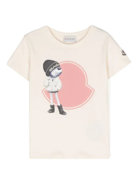 Moncler Enfant تيشيرت قطن بطبعة شعار الماركة