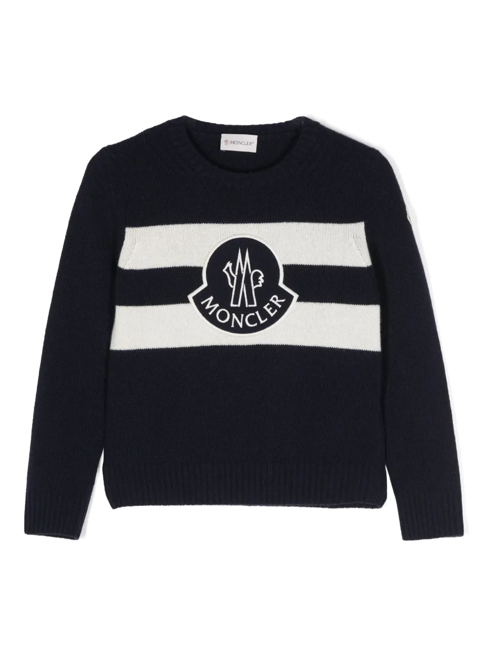 Moncler Enfant Gebreide trui met geborduurd logo Blauw