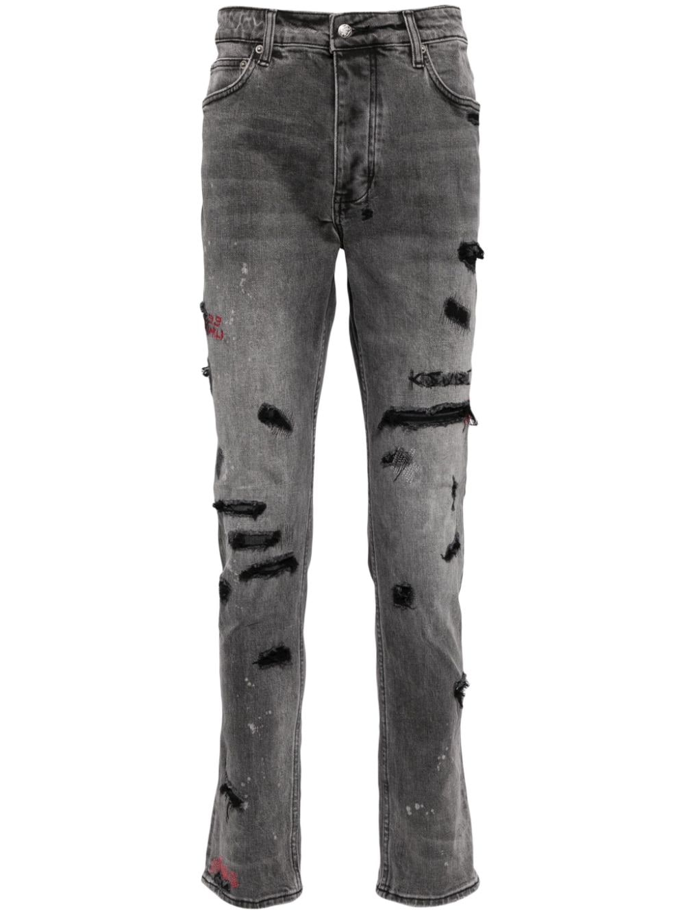 Ksubi Ripped Slim-fit Jeans In Grey