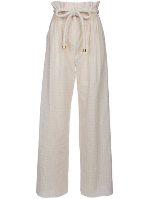 Loro Piana rope belt checkered trousers