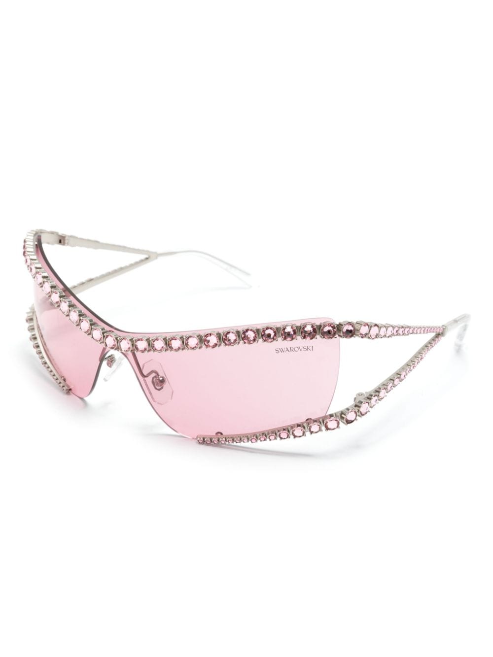 Shop Swarovski Crystal-embellished Mask-frame Sunglasses In Silver