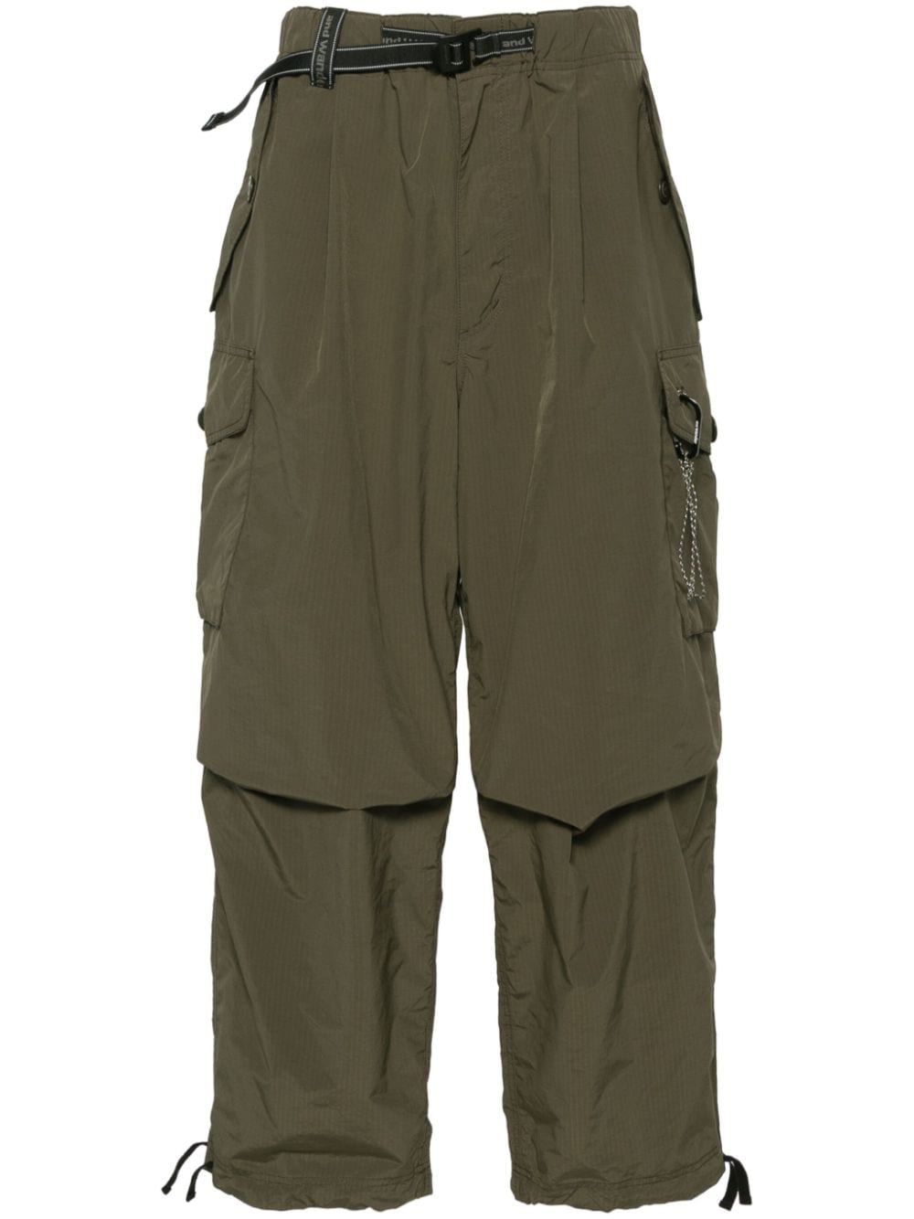 And Wander belted ripstop cargo trousers Groen
