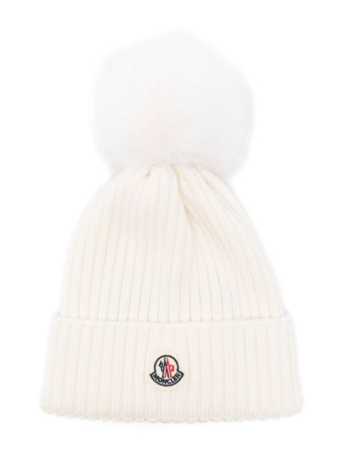 Moncler Enfant bonnet nervuré à pompon