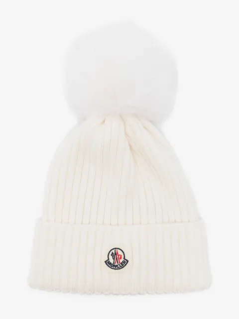 Moncler Enfant pompom ribbed beanie