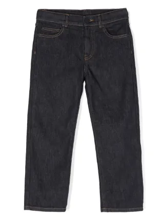 Moncler キッズデニムパンツ Moncler Enfant embroidered-logo Jeans | Blue | FARFETCH