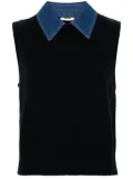 SANDRO detachable-collar knitted top - Blue