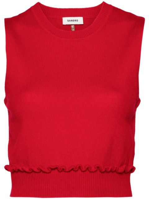 SANDRO ruffle-detail wool-blend vest Women