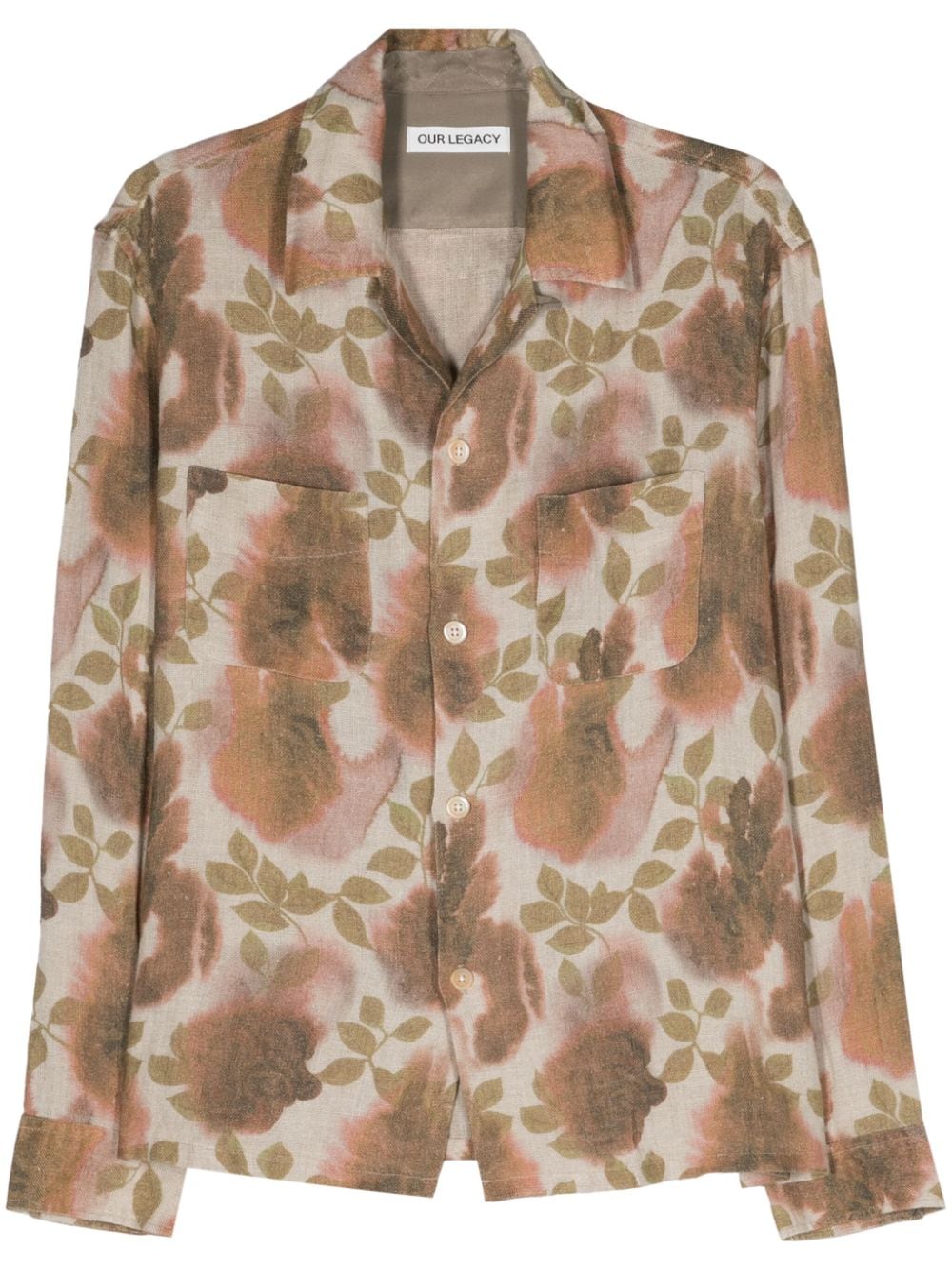 OUR LEGACY Heusen Minuo Flower-print shirt Beige