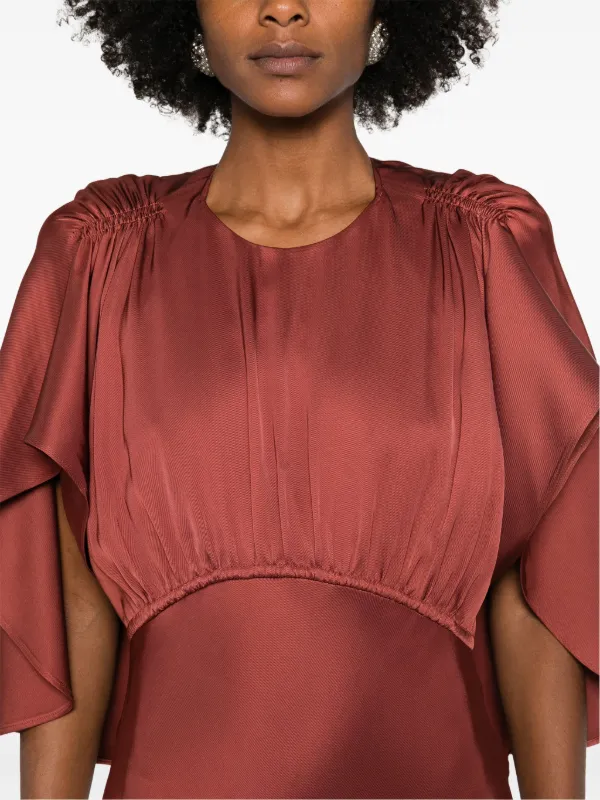 ZIMMERMANN cape-insert round-neck Maxi Dress | Red | FARFETCH