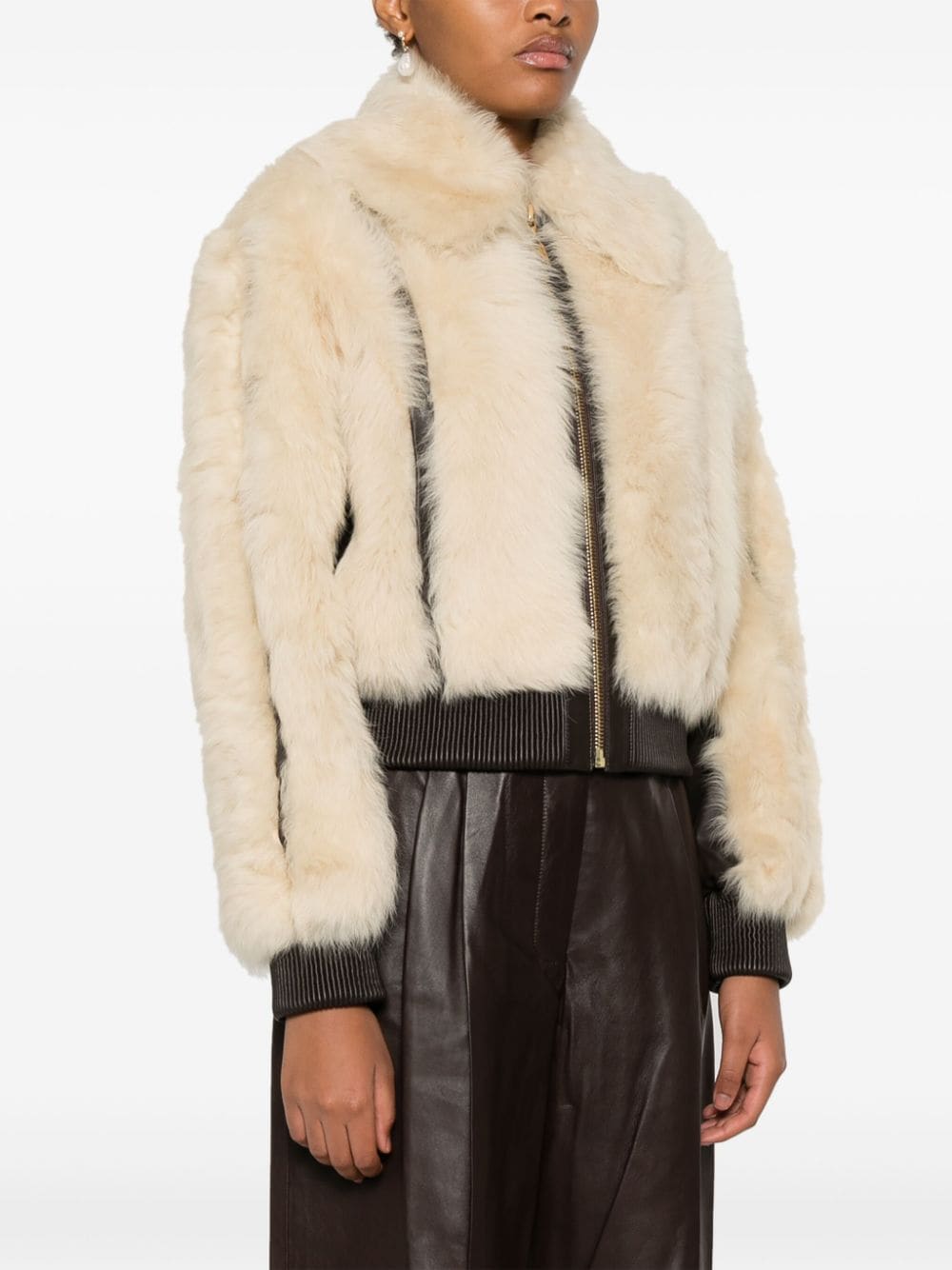 Shop Zimmermann Shearling Zip-up Jacket In Neutrals