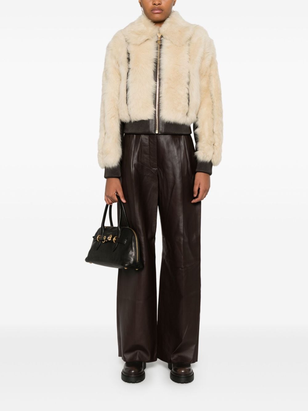 Shop Zimmermann Shearling Zip-up Jacket In Neutrals