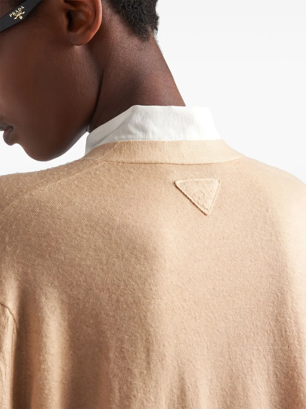 Shop Prada Triangle-logo Cashmere Cardigan In Neutrals