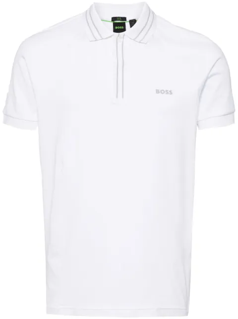 BOSS logo-print striped-trim polo shirt