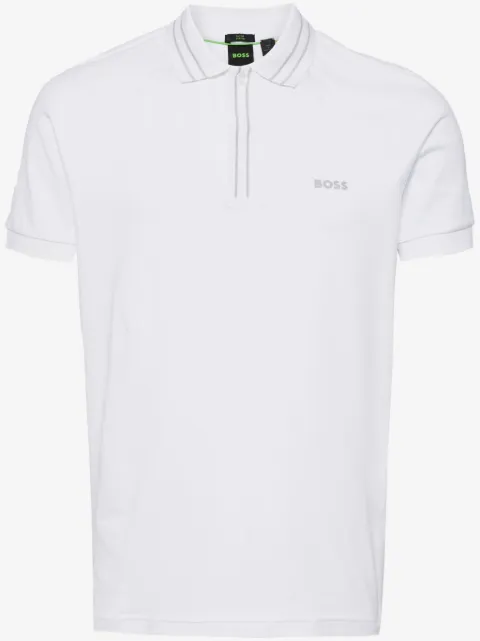 BOSS logo-print striped-trim polo shirt