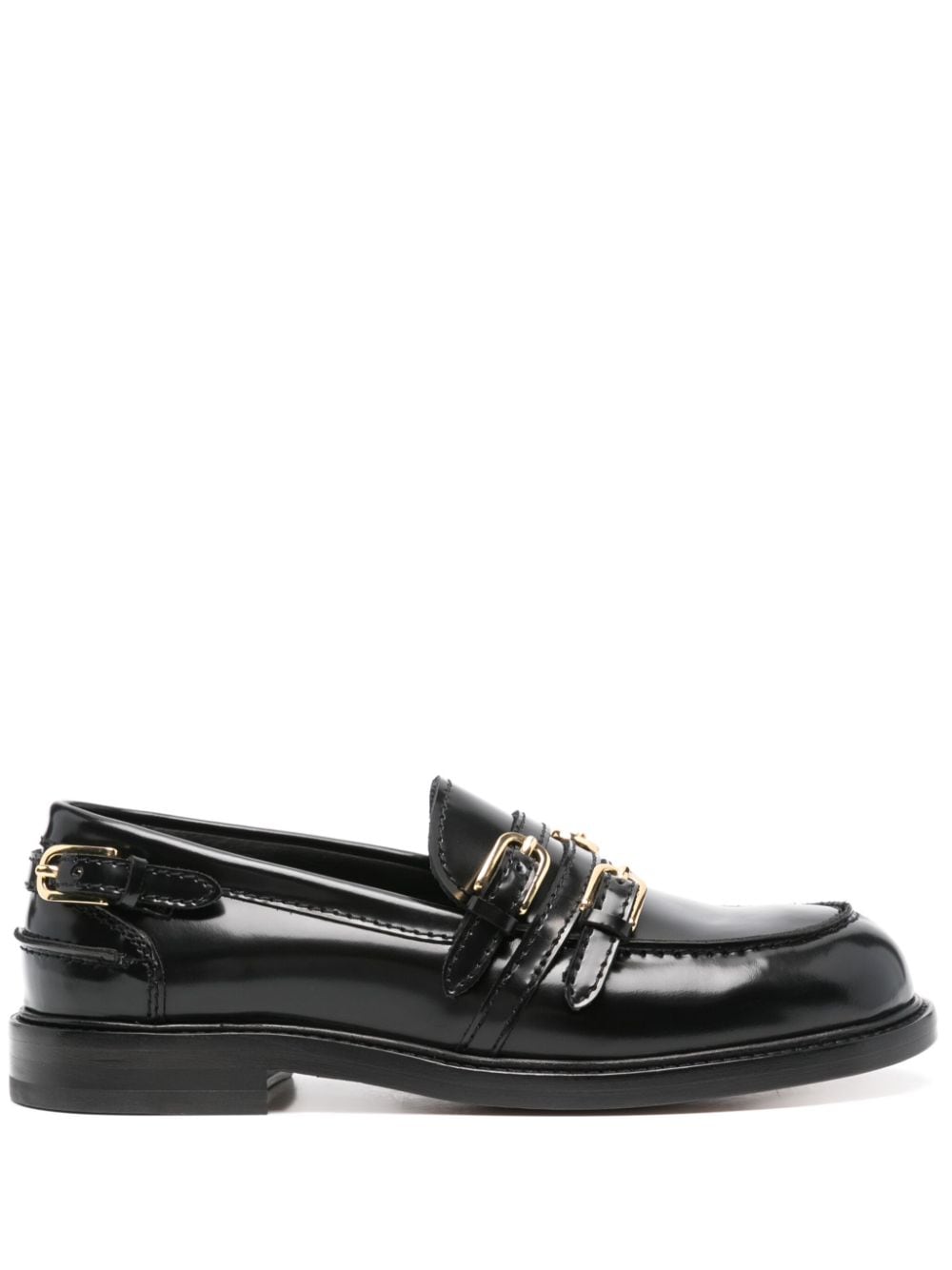 Shop Sandro Buckle-embellished Loafers In Black