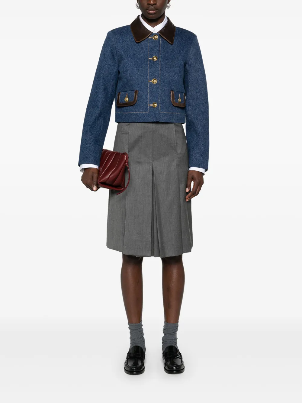 SANDRO Cropped spijkerjack - Blauw
