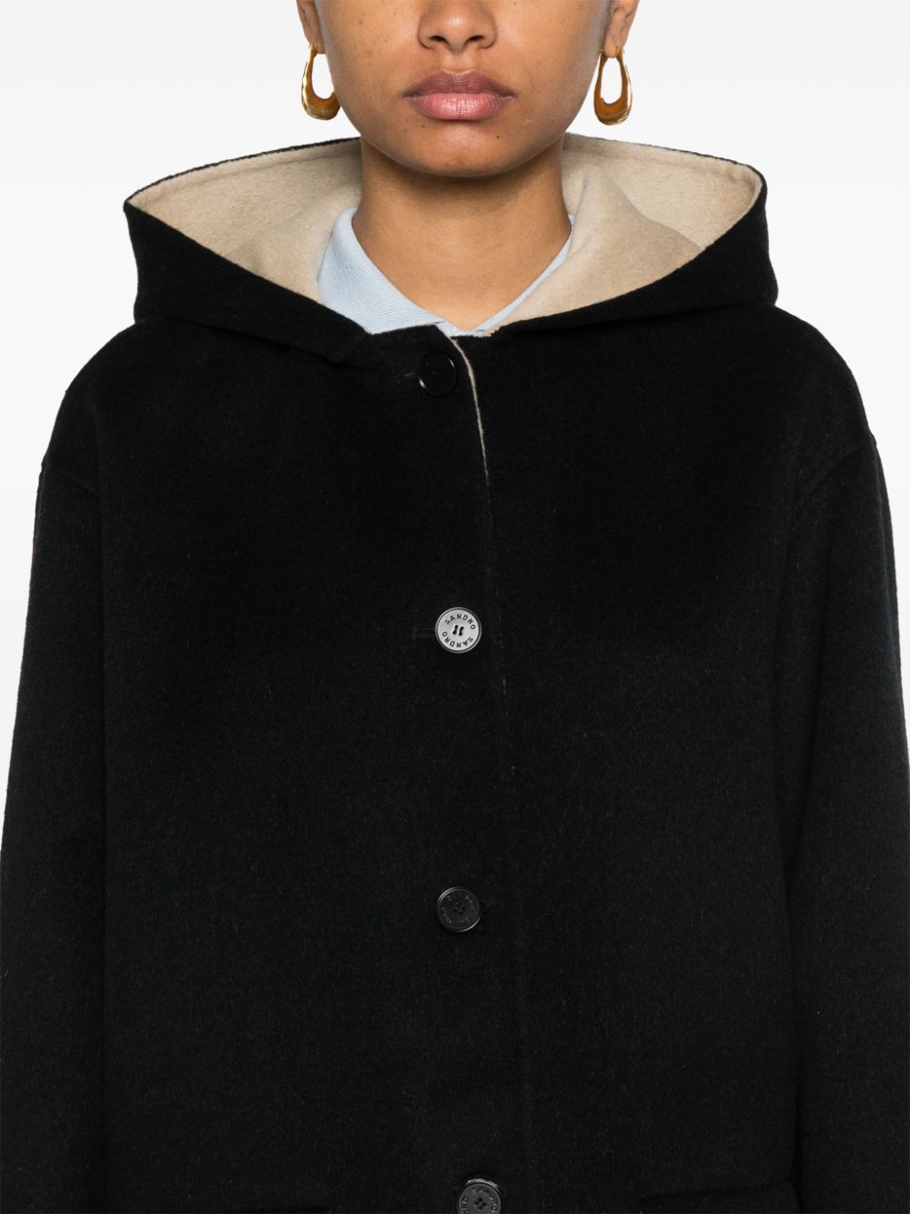 SANDRO hooded felted jacket Women