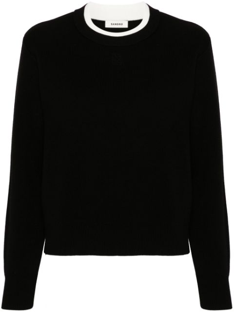 SANDRO logo-embroidered crew-neck jumper Women