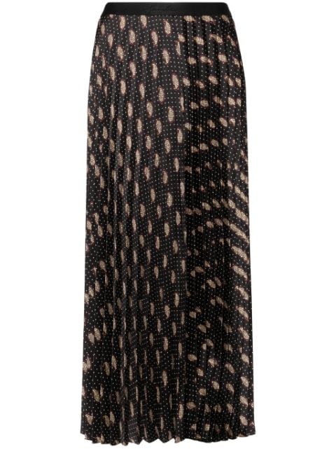 SANDRO printed pleated midi skirt 