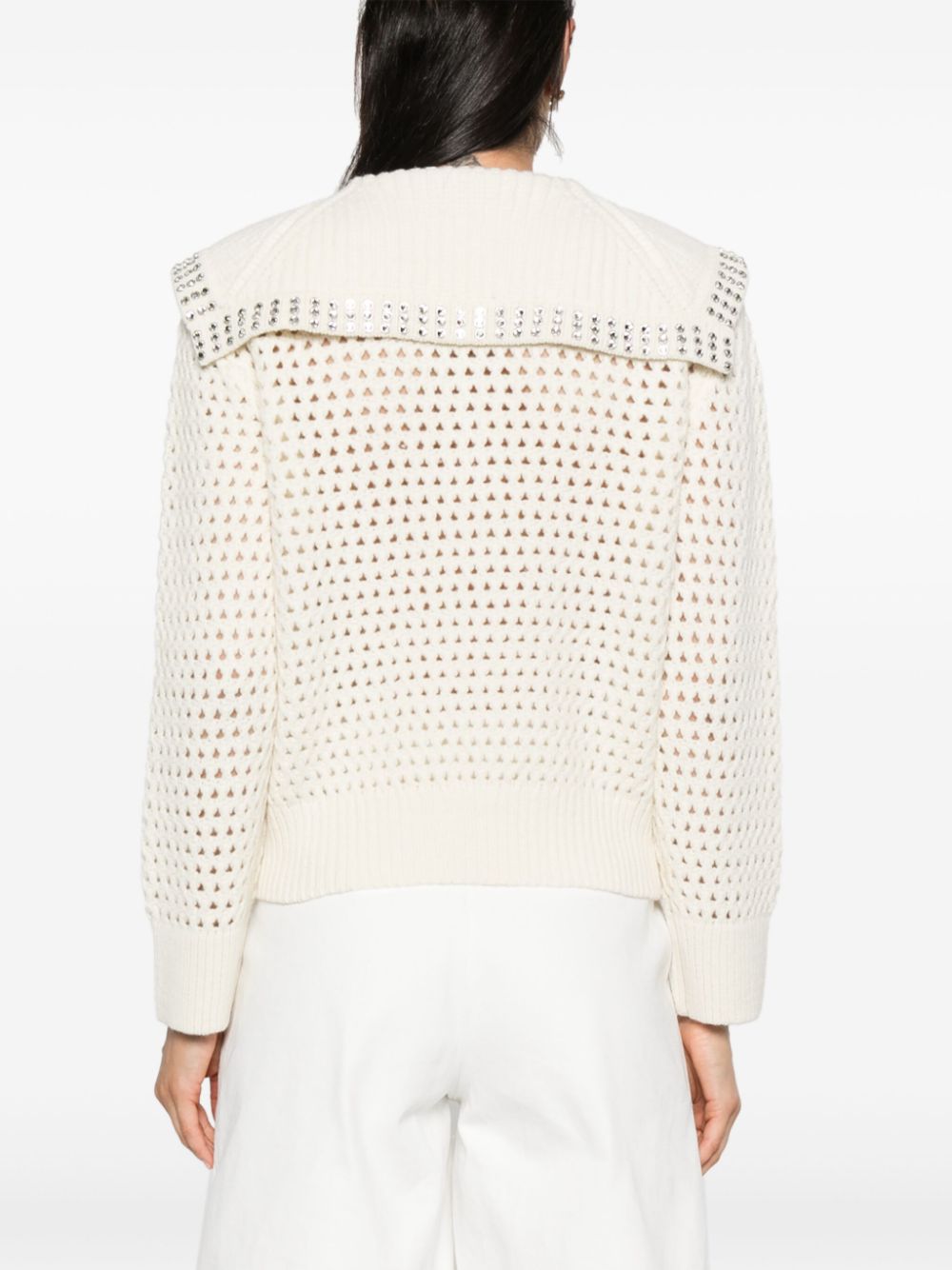 SANDRO crystal-embellished open-knit jumper Women