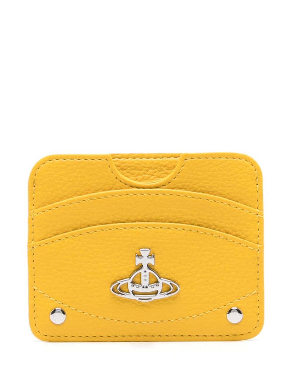 Vivienne Westwood Orb-plaque Leather Card Holder In Yellow