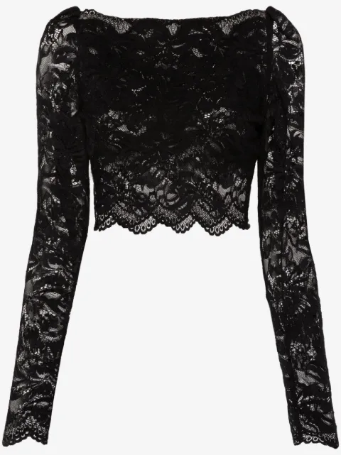 Rabanne floral-lace cropped top